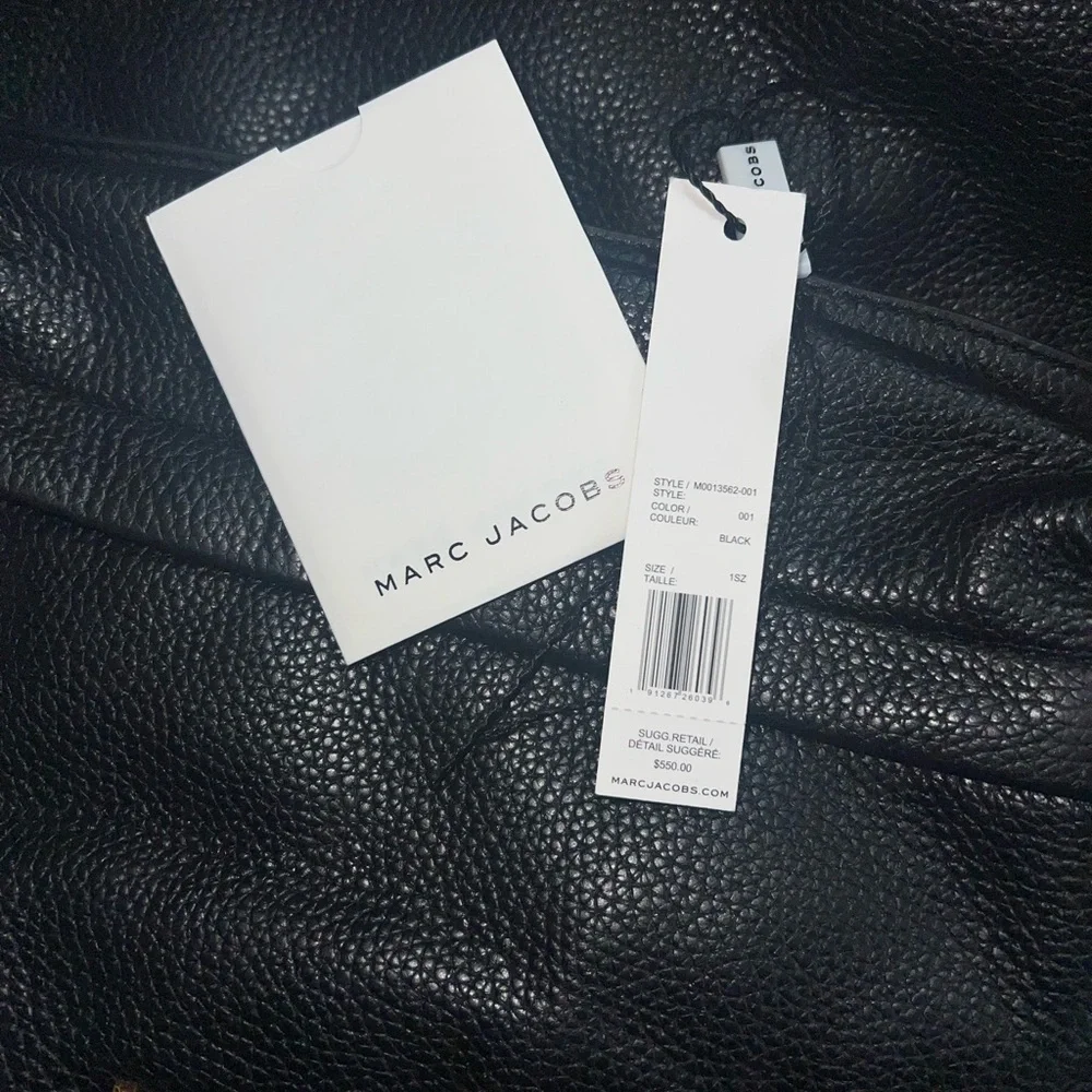Marc Jacobs Black Pebbled Leather Backpack with Gold Accents